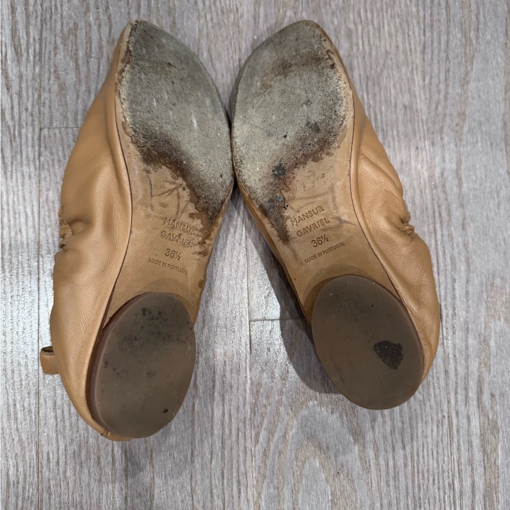 Mansur Gavriel Tan Leather Ballet Flats - Picture 2 of 4